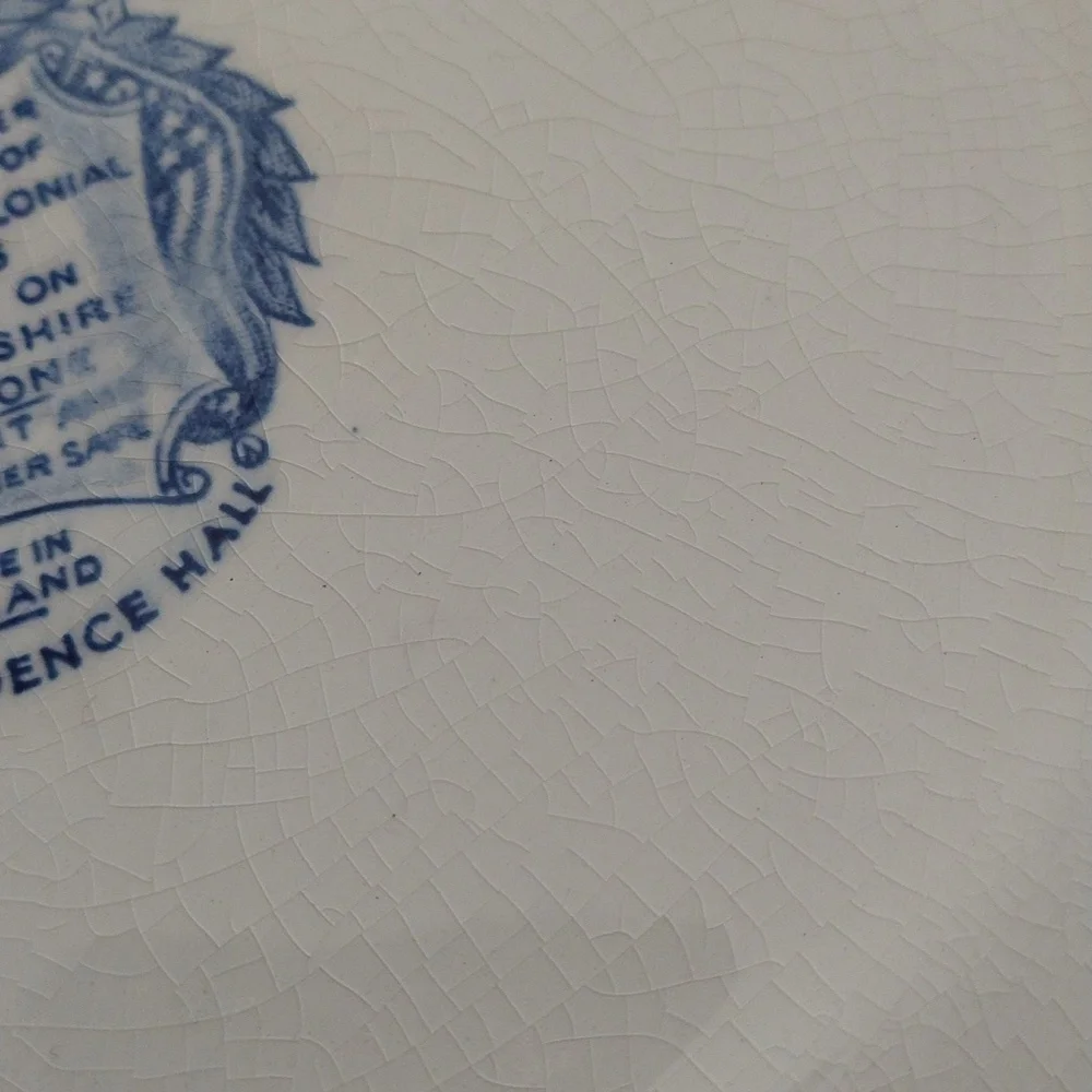 Vintage Liberty dependence Hall transferware ironstone blue and white 10